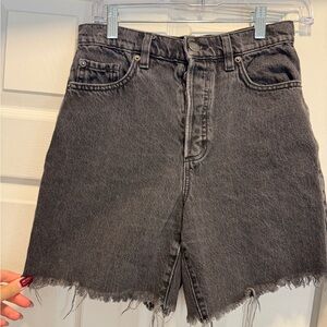 Garage Black Denim Frayed Hem Shorts